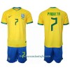 Conjunto (Camiseta+Pantalón Corto) Brasil Lucas Paqueta 7 Primera Equipación Mundial 2022 - Niño